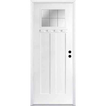 CODEL DOORS 32" x 96" Primed White Shaker Exterior Fiberglass Door 2880LHISPSFHFLS300P691610BM